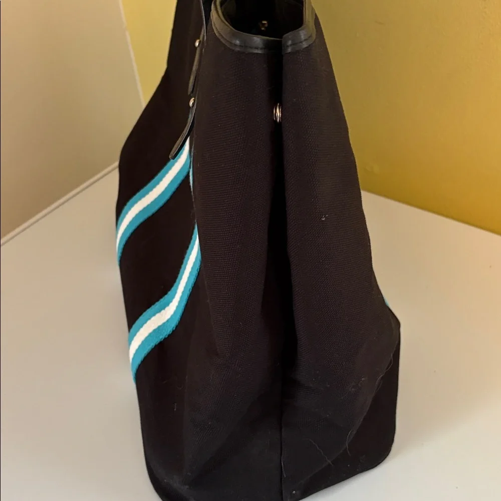 Talbots Large Black Cotton Canvas Open-Top Tote
